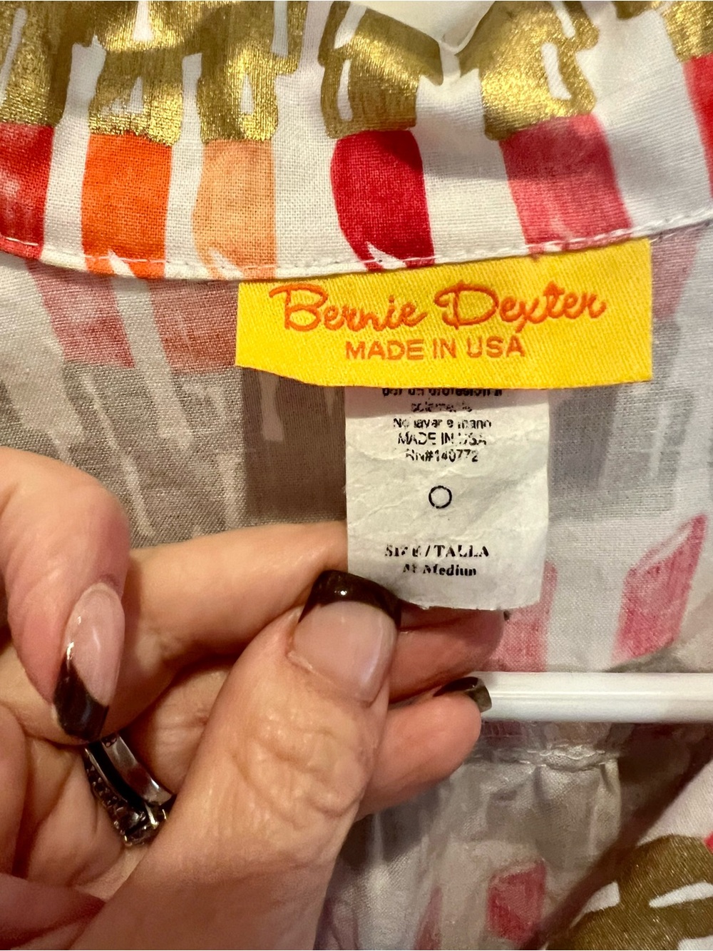Bernie Dexter Gold, Lipstick Red and Pink Dress